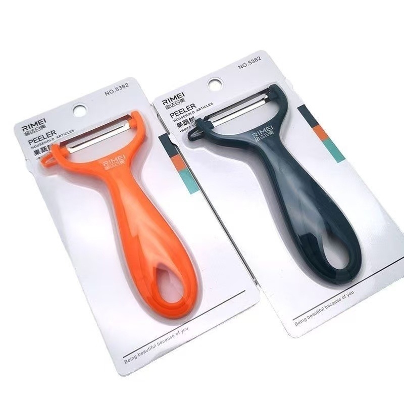 Hámozó zöldség- és gyümölcsök számára – rozsdamentes acél penge, műanyag nyél; sokfunkciós, három az egyben; 2021 nyarán debütált