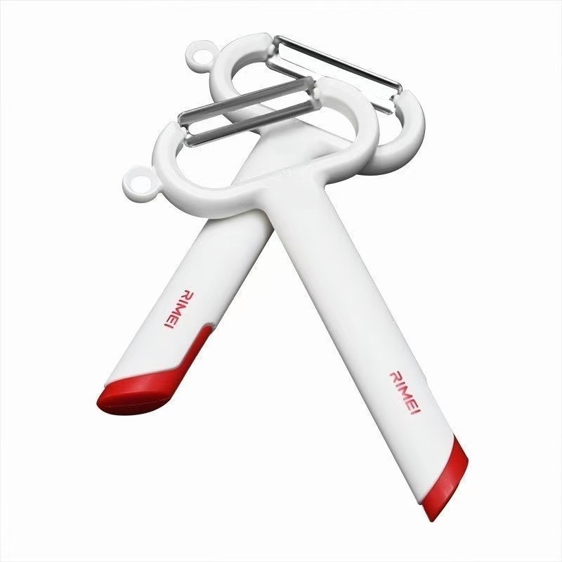 Hámozó zöldség- és gyümölcsök számára – rozsdamentes acél penge, műanyag nyél; sokfunkciós, három az egyben; 2021 nyarán debütált