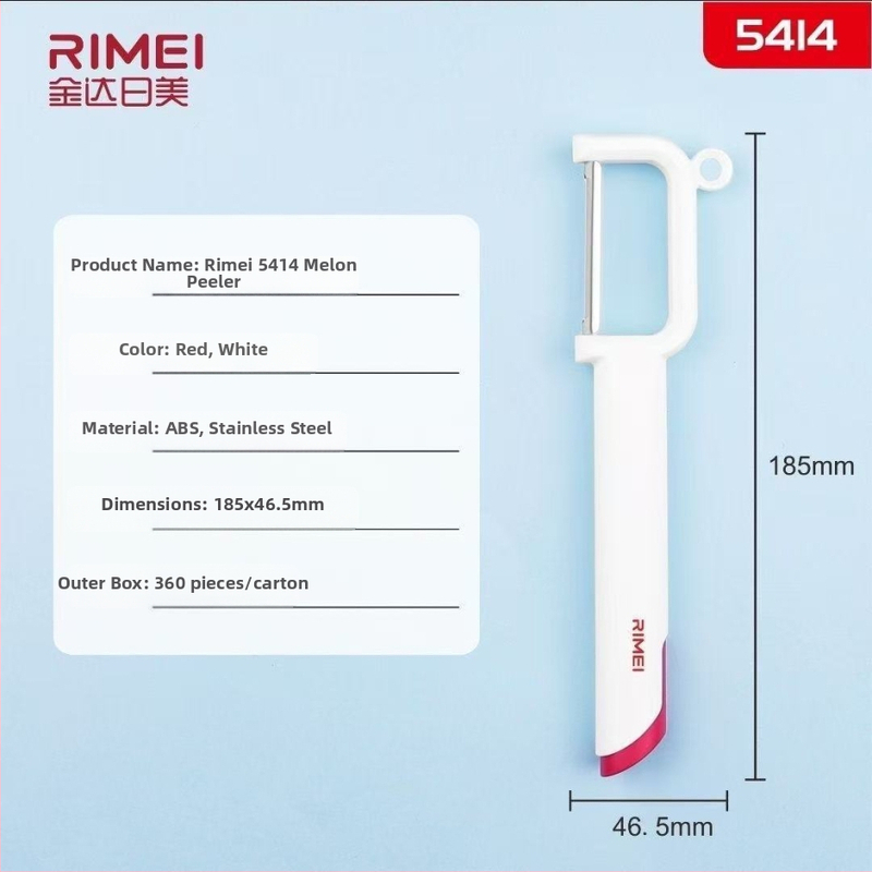 Olúpač na ovocie a zeleninu – nerezová čepeľ, plastová rukoväť; viacúčelový, tri v jednom; uvedený v lete 2021