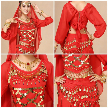 Női etnikai táncos kosztüm hosszú ujjú, indián stílusú Xinjiang táncra, színpadi viselet, poliészter anyag