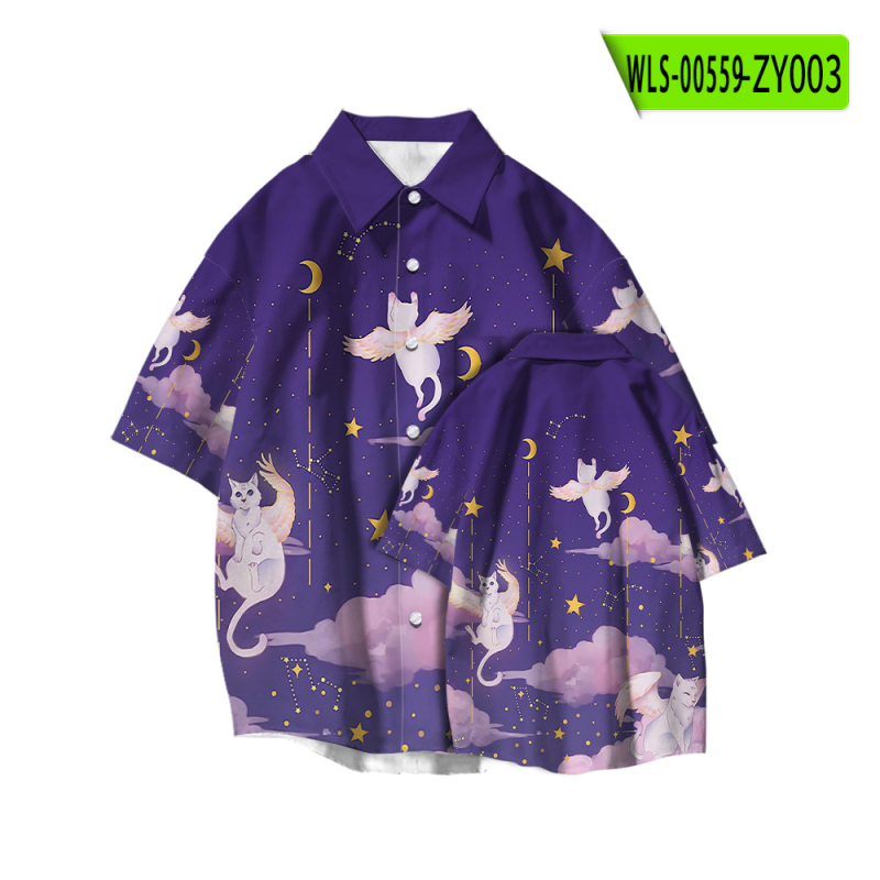 3D-s digitális nyomtatású póló, 95%+ poliészter, rövid ujjú, rever gallér