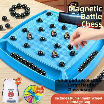 Mágneses harci sakk gyerekeknek — műanyag asztali játék mágneses figurákkal, fejleszti a kéz-szem koordinációt és a kognitív készségeket 4–14 évesek számára.