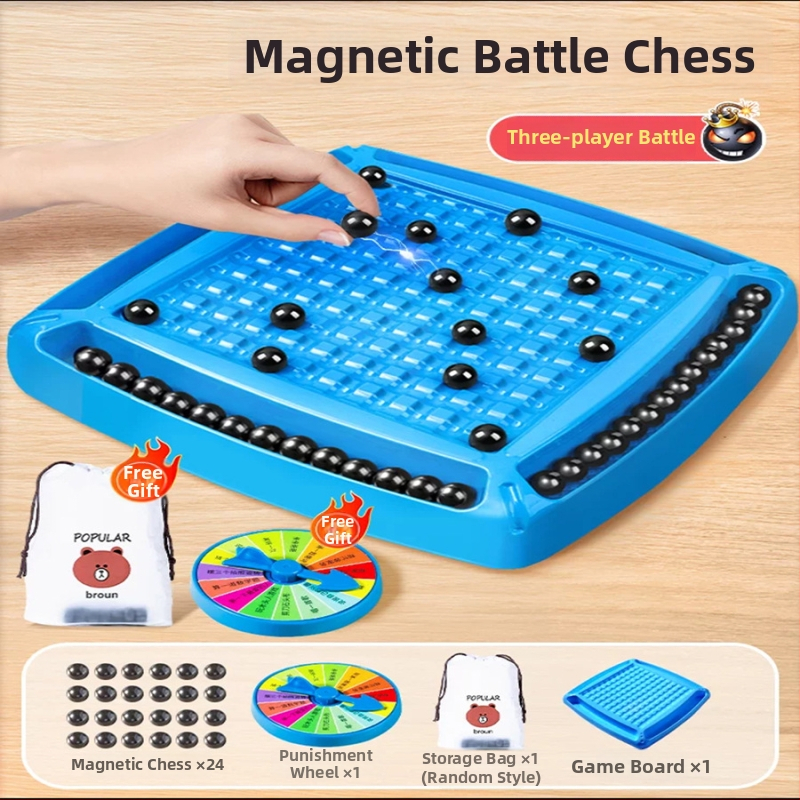 Mágneses harci sakk gyerekeknek — műanyag asztali játék mágneses figurákkal, fejleszti a kéz-szem koordinációt és a kognitív készségeket 4–14 évesek számára.