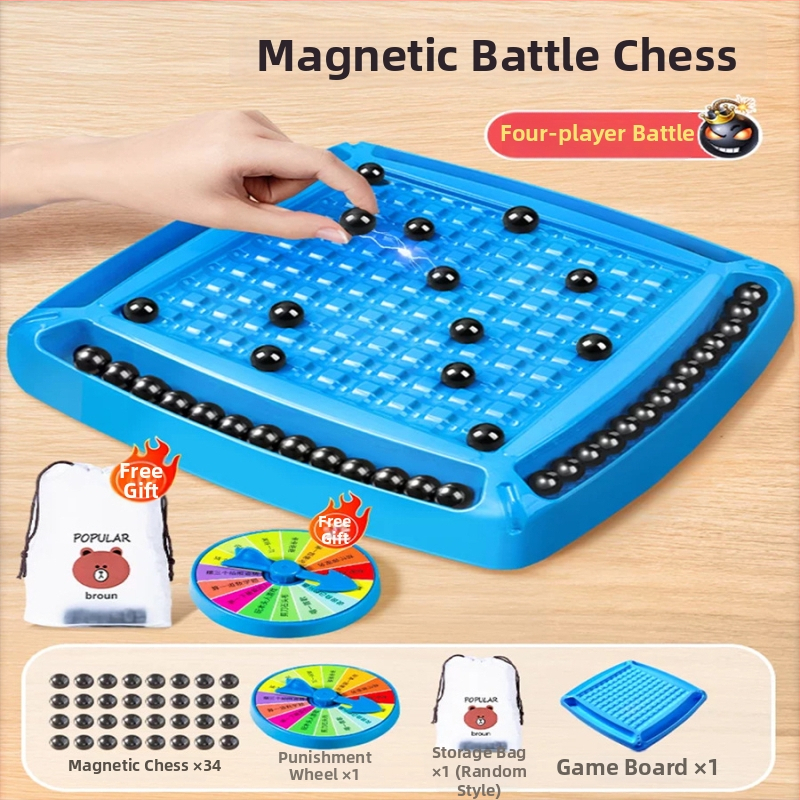 Mágneses harci sakk gyerekeknek — műanyag asztali játék mágneses figurákkal, fejleszti a kéz-szem koordinációt és a kognitív készségeket 4–14 évesek számára.