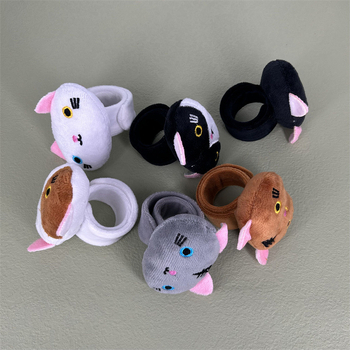 Jucărie din pluș cu pisicuță pentru brățară DIY, îmbrăcare, pluș scurt, umplutură PP bumbac, vârsta 7–14 ani