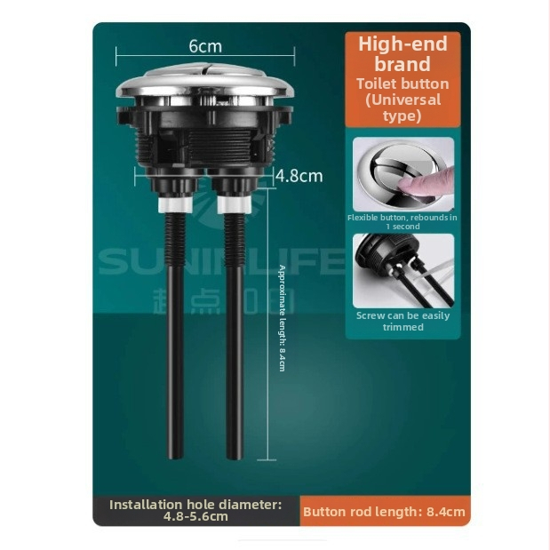 WC öblítő gomb hosszabbító rúddal, ABS műanyag, Saomao márka, nyomógombos működés, injektiós formázás