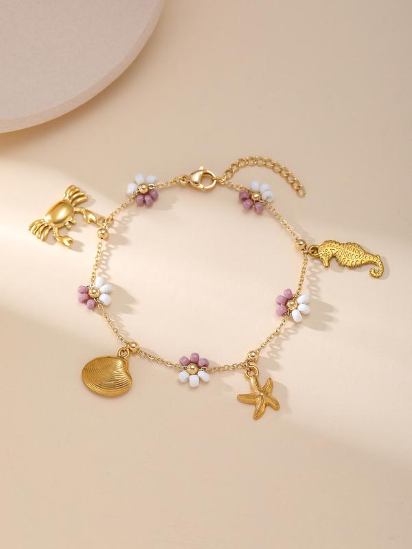 Set brățări Ze Hao din oțel de titan electroplatinat – pentru femei, design original, stil Animale/Zodii, idee cadou, Primăvara 2025