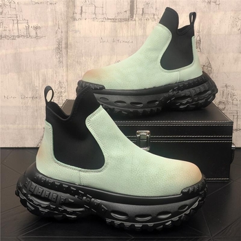 Ghete Chelsea pentru bărbați cu talpă groasă, partea superioară din Super Fiber, talpa din spumă de cauciuc, gleznă joasă, căptușeală interioară din pluș artificial scurt