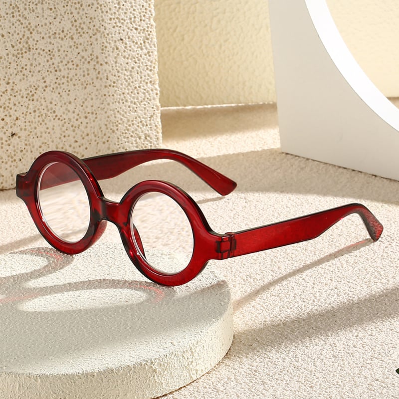 Ochelari de citit cu ramă rotundă, protecție împotriva luminii albastre, lentile PC, ramă completă, compatibili cu miopie, stil vintage artistic, vara 2025.