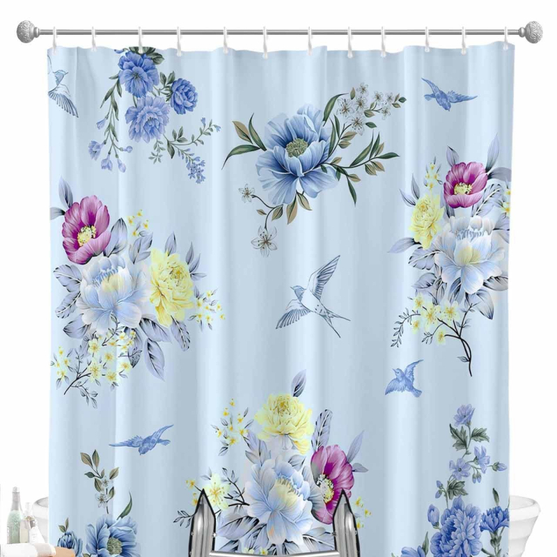 Cortină de duș - Temă oceanică cu stea de mare și țestoasă, imprimare digitală, poliester impermeabil 90 g, personalizabil