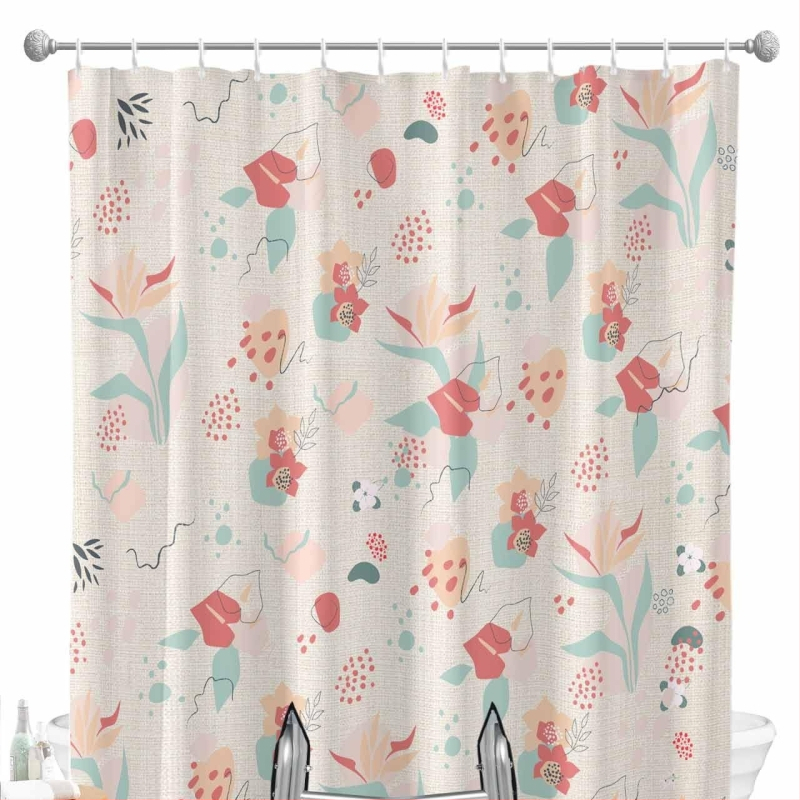 Sprchový záves - Oceánska téma so morskou hviezdicou a korytnačkou, digitálny tlač, 90 g nepremokavý polyester, prispôsobiteľný