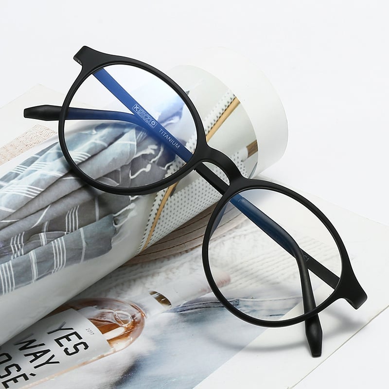 Ochelari de citit cu lentile anti-lumină albastră, rame ușoare, ramă completă, formă rotundă, stil vintage literar