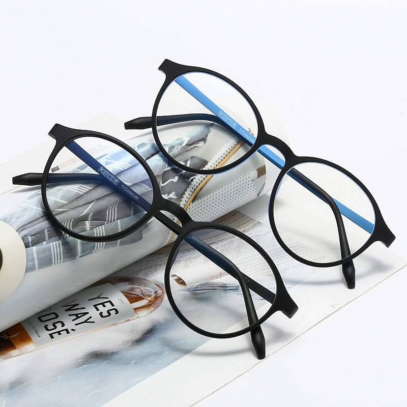 Ochelari de citit cu lentile anti-lumină albastră, rame ușoare, ramă completă, formă rotundă, stil vintage literar