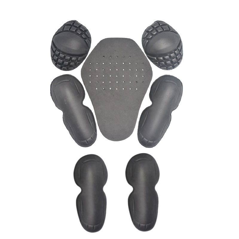 Set de protecție pentru motocicletă, cinci piese, cu protecții EVA integrate: coate, umeri, genunchi și spate