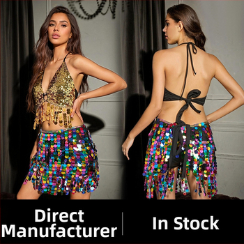 Set pás pre Belly Dance s strapcami a sukňou s flitrami – kostým na orientálny tanec, street hipster štýl, polyester 95%+