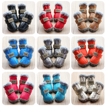 Pantofi pentru câini de iarnă, groși și calzi, antiderapante, rezistenți, pentru câini mici, utilizare în aer liber