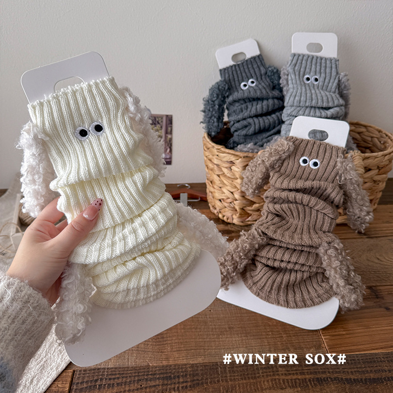 Șosete pentru fete, până la gambe, jacquard tricotate, din acril, respirante, pentru primăvară, toamnă și iarnă