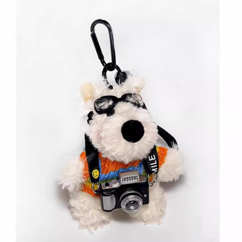 Plüss kulcstartó – Westie kutya, karikatúra stílusú, táska akasztó, anyag: plüss; stílus: gyerekes rajzfilm; kategória: táska akasztó; funkció: egyéb