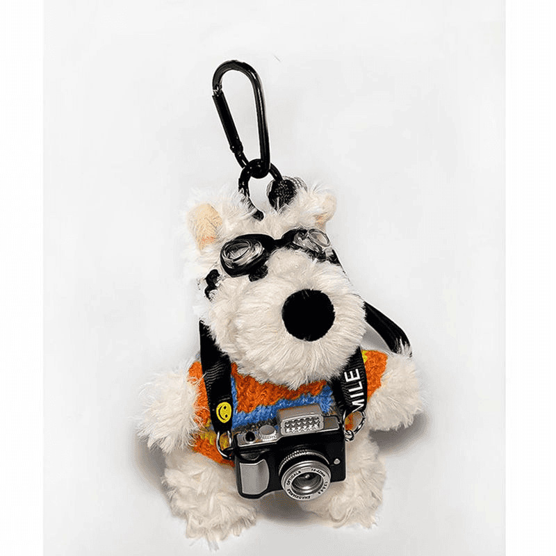 Plüss kulcstartó – Westie kutya, karikatúra stílusú, táska akasztó, anyag: plüss; stílus: gyerekes rajzfilm; kategória: táska akasztó; funkció: egyéb