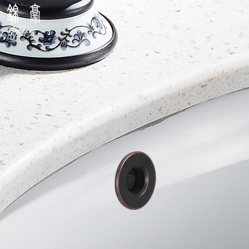 Jin Hao capac de supraprelungere a chiuvetei din cupru/ABS, dop ceramic pentru chiuvetă, montaj prin apăsare, accesorii metalice ștampilate