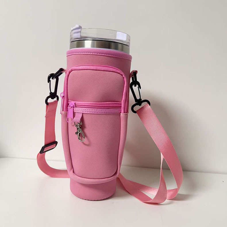 Geantă cu umăr portabilă pentru sticlă de apă — Kejue, material textil, imprimare logo disponibilă, capac de protecție pentru pahar, ambalaj 44×44×56