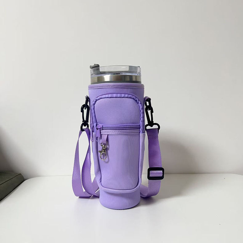 Geantă cu umăr portabilă pentru sticlă de apă — Kejue, material textil, imprimare logo disponibilă, capac de protecție pentru pahar, ambalaj 44×44×56