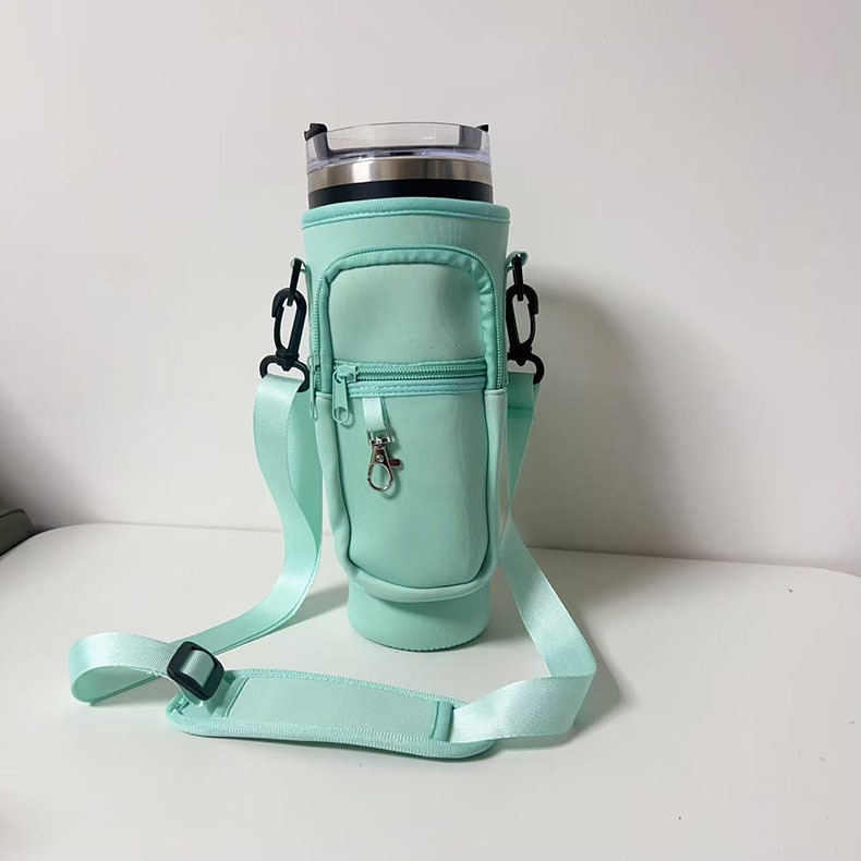 Geantă cu umăr portabilă pentru sticlă de apă — Kejue, material textil, imprimare logo disponibilă, capac de protecție pentru pahar, ambalaj 44×44×56