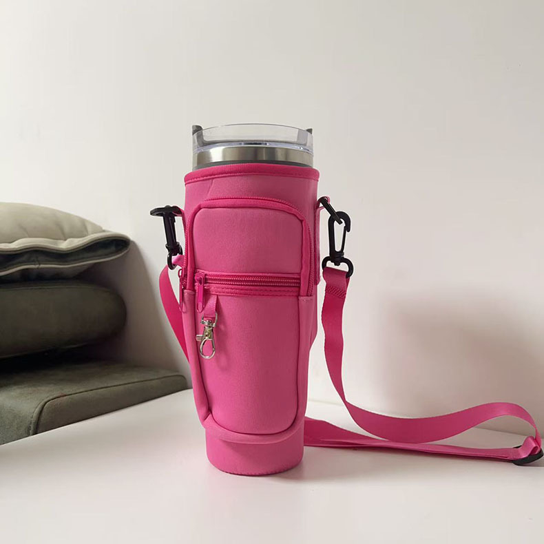 Geantă cu umăr portabilă pentru sticlă de apă — Kejue, material textil, imprimare logo disponibilă, capac de protecție pentru pahar, ambalaj 44×44×56