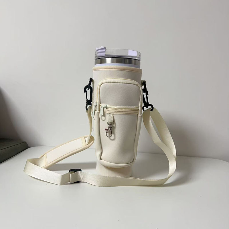 Geantă cu umăr portabilă pentru sticlă de apă — Kejue, material textil, imprimare logo disponibilă, capac de protecție pentru pahar, ambalaj 44×44×56