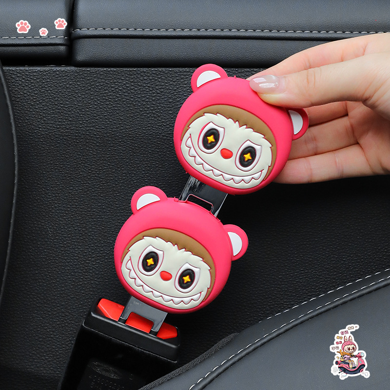 Clip interior de mașină pentru centură, cu extensie și conector de blocare, stil cuplu (Metal + silicon, Model Qe8930, imprimare logo disponibilă, personalizare disponibilă)