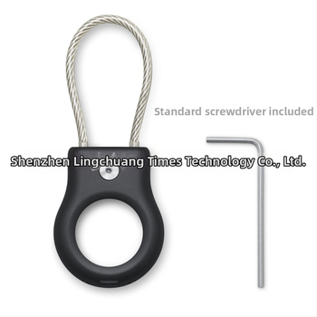 Ochranný kryt AirTag s oceľovým káblom a kovovým príveskom na kľúče, kompatibilný s Apple AirTag, materiály: PC + nehrdzavejúca oceľ, vstrekované formovanie, jednofarebný, jednoduchý dizajn