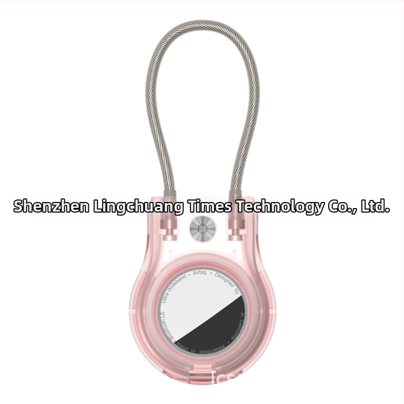 Ochranný kryt AirTag s oceľovým káblom a kovovým príveskom na kľúče, kompatibilný s Apple AirTag, materiály: PC + nehrdzavejúca oceľ, vstrekované formovanie, jednofarebný, jednoduchý dizajn