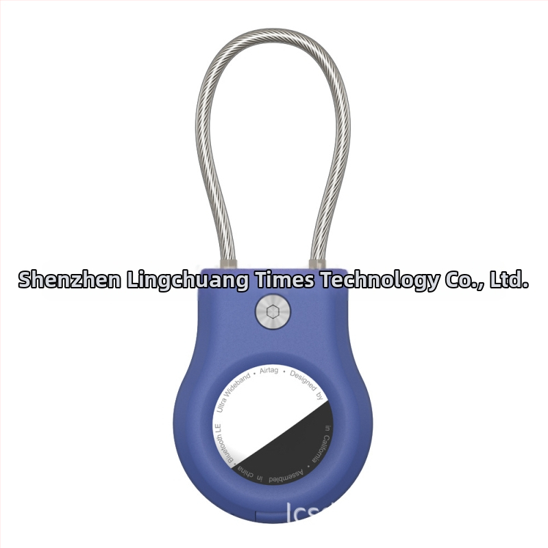 Ochranný kryt AirTag s oceľovým káblom a kovovým príveskom na kľúče, kompatibilný s Apple AirTag, materiály: PC + nehrdzavejúca oceľ, vstrekované formovanie, jednofarebný, jednoduchý dizajn