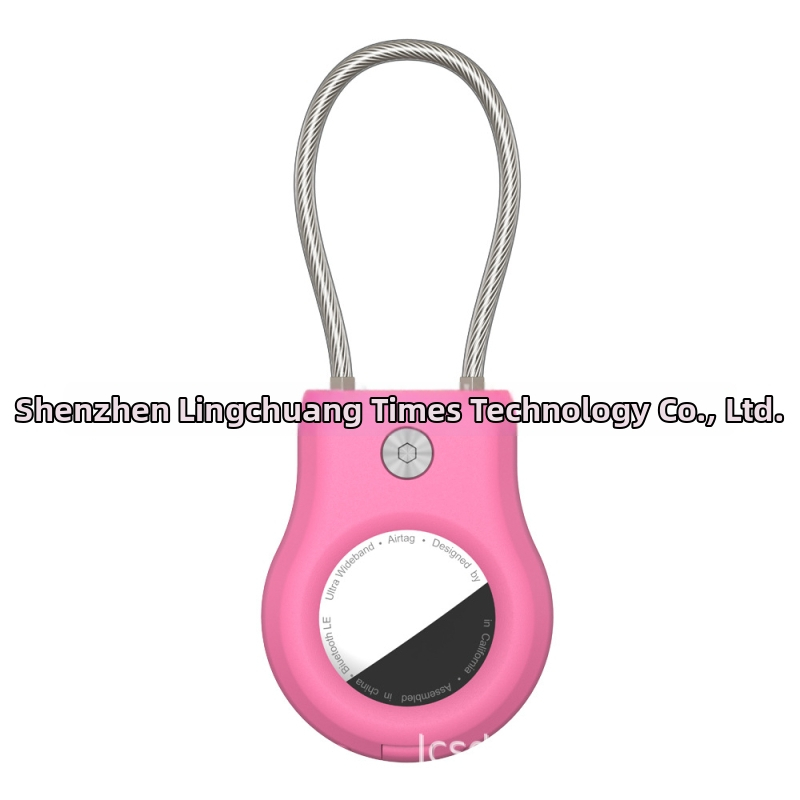 Ochranný kryt AirTag s oceľovým káblom a kovovým príveskom na kľúče, kompatibilný s Apple AirTag, materiály: PC + nehrdzavejúca oceľ, vstrekované formovanie, jednofarebný, jednoduchý dizajn