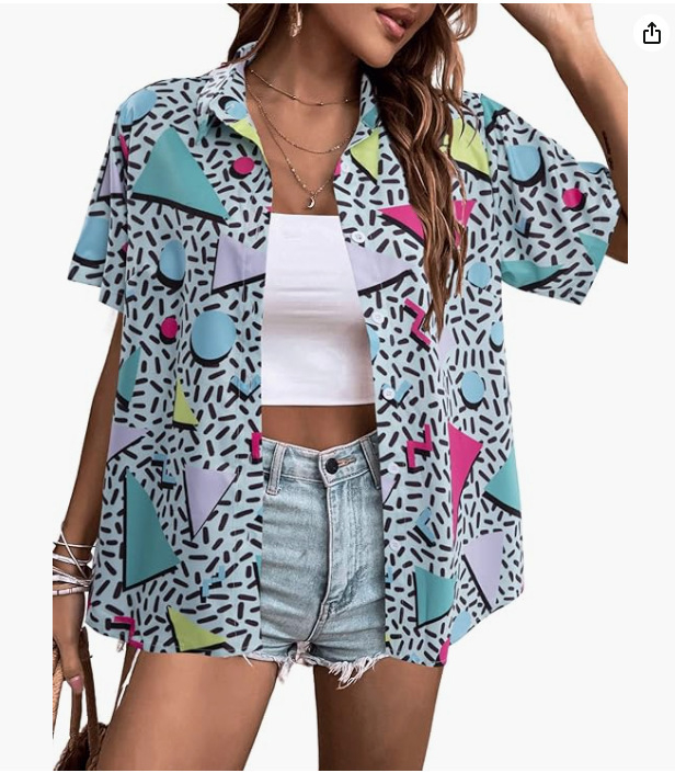 Női hawaii-ing 3D virágos mintával, poliészter, egyenes szabású, rever gallér