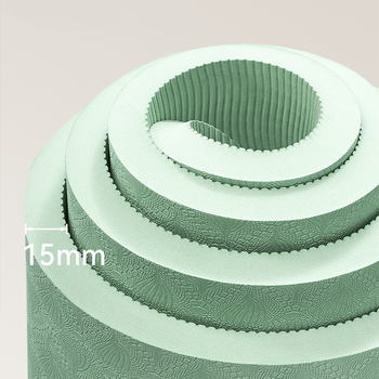 Covoraș de yoga dublu, material TPE, grosime 8 mm, 3,2 kg greutate, anti-derapant și silențios, absorbție la șocuri, imprimeu cu flori