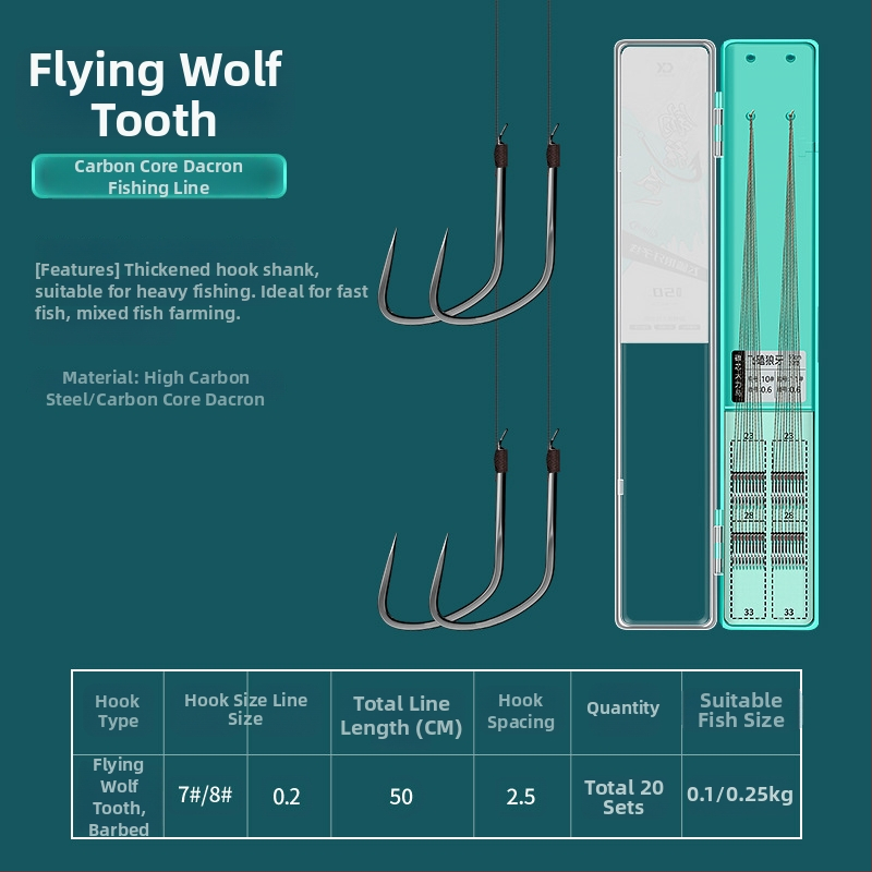 Sichuan diaoweng Dupla horog – tüske nélküli, 100 db, tóparti horgászathoz