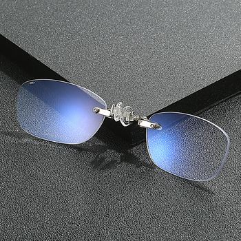 Ochelari de lectură fără ramă, cu clips pentru bărbați și femei, ultra-ușoare, lentile asferice anti-lumină albastră și scară gravată cu laser (greutate 6.3–8.2 g)