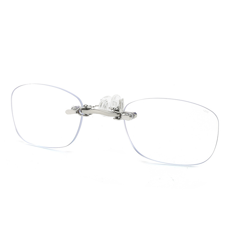 Ochelari de lectură fără ramă, cu clips pentru bărbați și femei, ultra-ușoare, lentile asferice anti-lumină albastră și scară gravată cu laser (greutate 6.3–8.2 g)