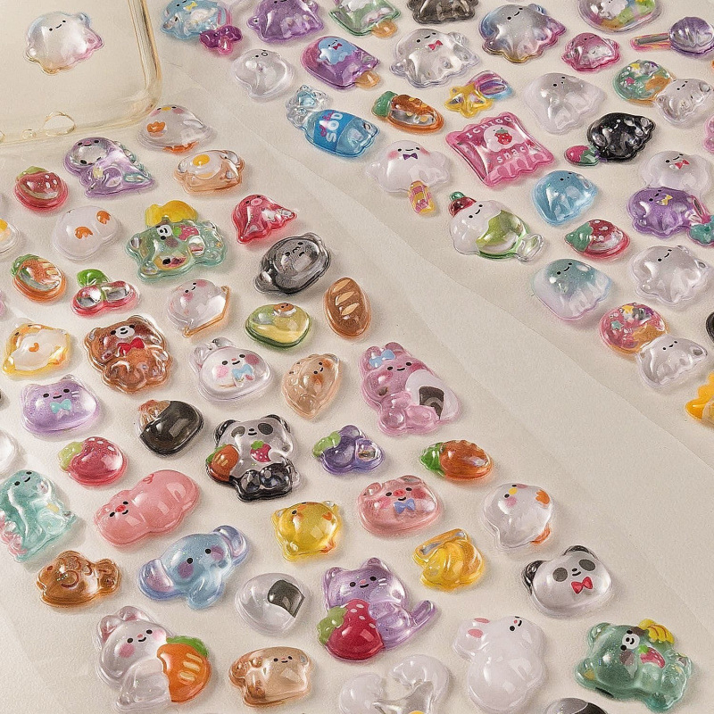 Autocolante 3D în stil japonez cu personaje de desene animate pentru decorarea carcasei telefonului, fabricate manual, design minimalist