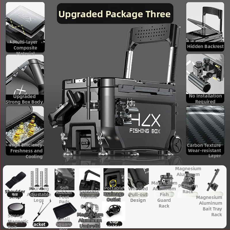 Rybárska skriňa 3600 s rohovým vežovým dizajnom – ultraľahká, kompletná sada, ABS, zosilnená, viacúčelová; Značka Fairy in the painting; Kapacita 32-45; Pôvod Zhejiang