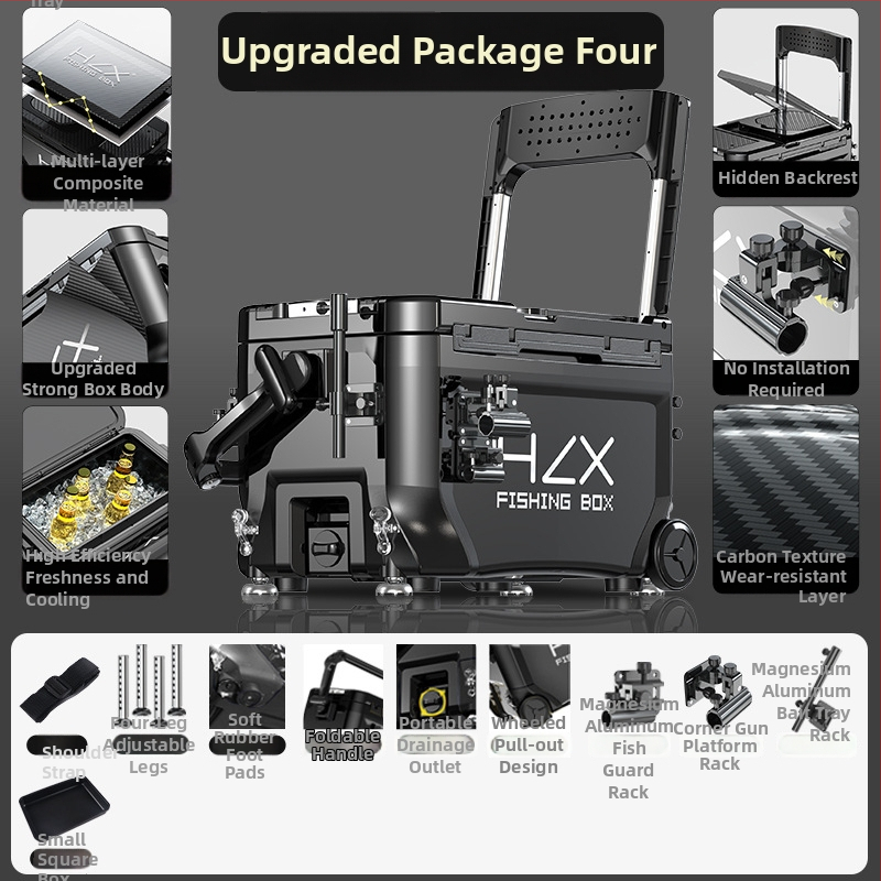 Rybárska skriňa 3600 s rohovým vežovým dizajnom – ultraľahká, kompletná sada, ABS, zosilnená, viacúčelová; Značka Fairy in the painting; Kapacita 32-45; Pôvod Zhejiang