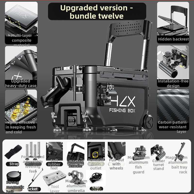 Rybárska skriňa 3600 s rohovým vežovým dizajnom – ultraľahká, kompletná sada, ABS, zosilnená, viacúčelová; Značka Fairy in the painting; Kapacita 32-45; Pôvod Zhejiang