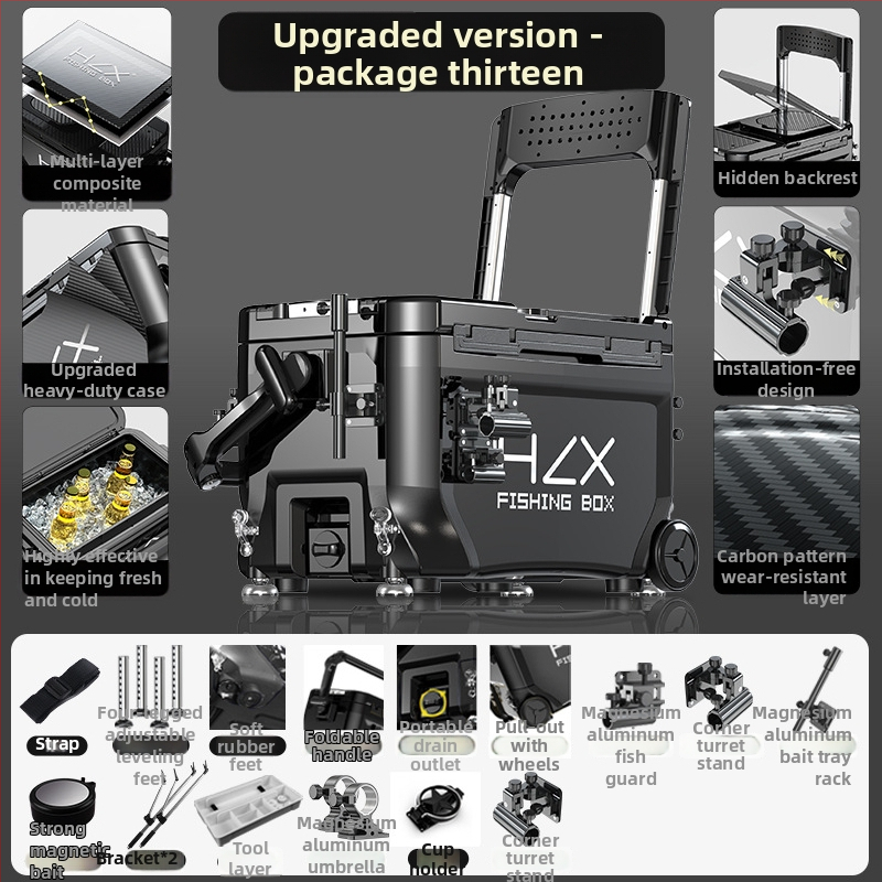 Rybárska skriňa 3600 s rohovým vežovým dizajnom – ultraľahká, kompletná sada, ABS, zosilnená, viacúčelová; Značka Fairy in the painting; Kapacita 32-45; Pôvod Zhejiang