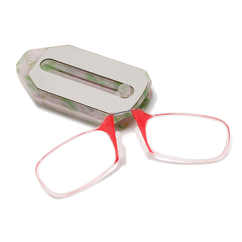 Ochelari de citit fără ramă, cu clips retractabil pentru nas – lentile PC, formă specială, ramă din plastic-metal