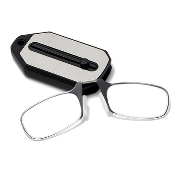 Ochelari de citit fără ramă, cu clips retractabil pentru nas – lentile PC, formă specială, ramă din plastic-metal