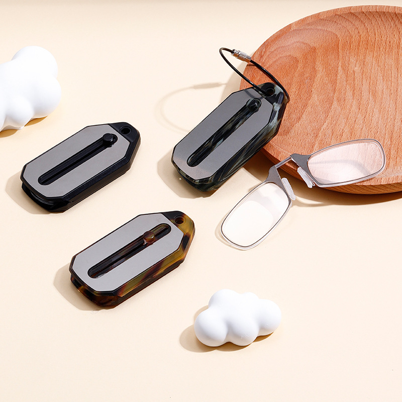 Ochelari de citit fără ramă, cu clips retractabil pentru nas – lentile PC, formă specială, ramă din plastic-metal