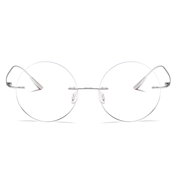 Ochelari de citit fără ramă, lentile rotunde din rășină anti-lumină albastră, ramă din aliaj de titan, compatibili cu dioptriile, unisex