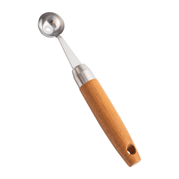 Set de ustensile de bucătărie din oțel inoxidabil 304, cu mâner din lemn – include formator pentru bile de fructe, suport pentru tavă, decupator de sâmburi, cuțit pentru creveți, cuțit de decojit, deschizător de sticle