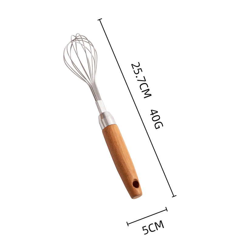 Set de ustensile de bucătărie din oțel inoxidabil 304, cu mâner din lemn – include formator pentru bile de fructe, suport pentru tavă, decupator de sâmburi, cuțit pentru creveți, cuțit de decojit, deschizător de sticle